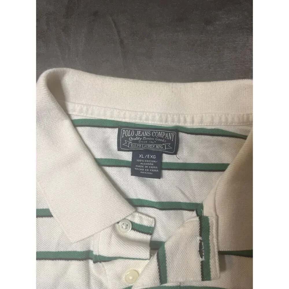 Ralph Lauren Polo Jeans Co Shirt Mens Extra Large XL Striped Short Sleeve Cotton